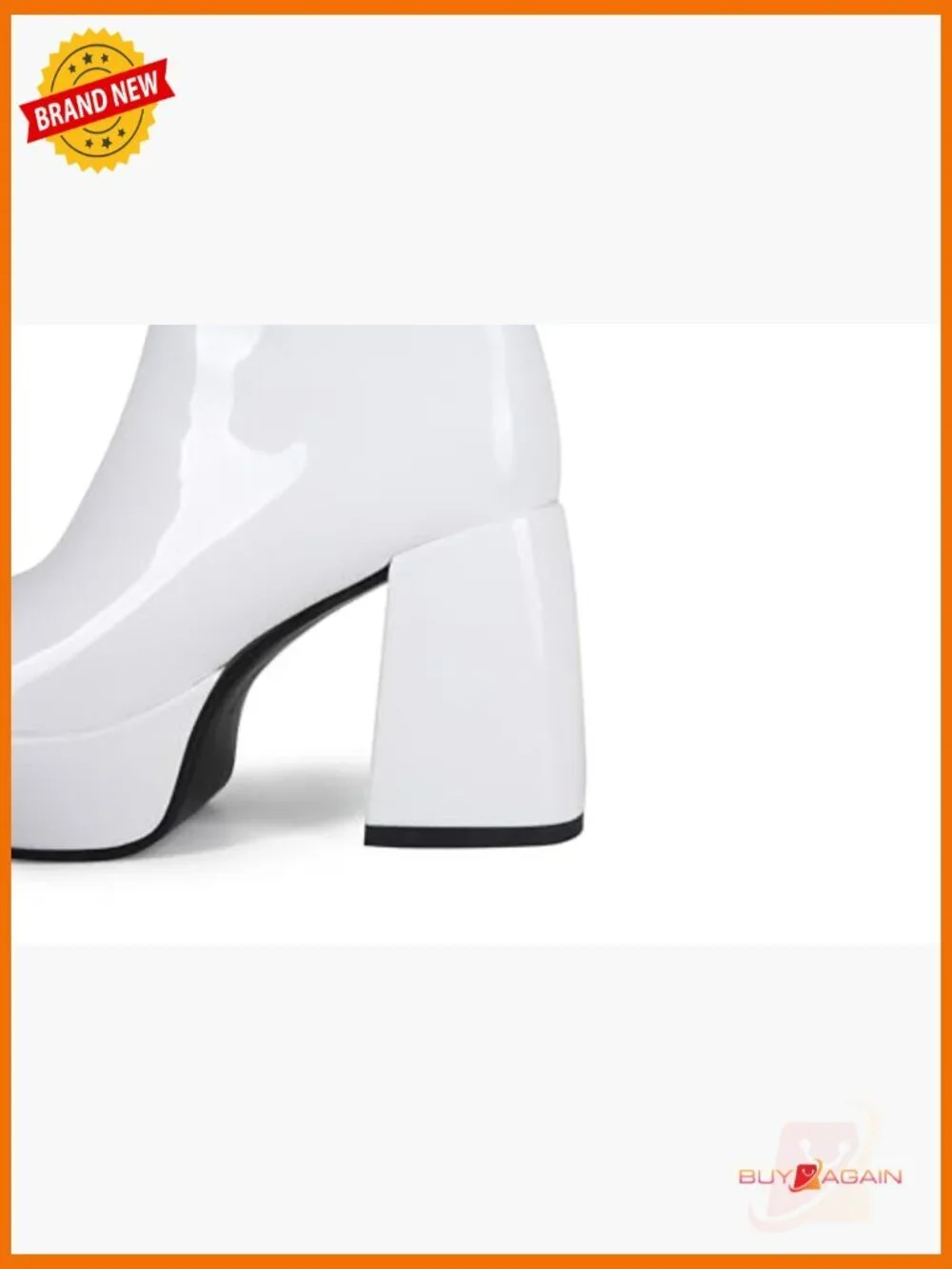 Knee High Platform Boots Patent Leather Chunky Heel Square Toe 70s Disco